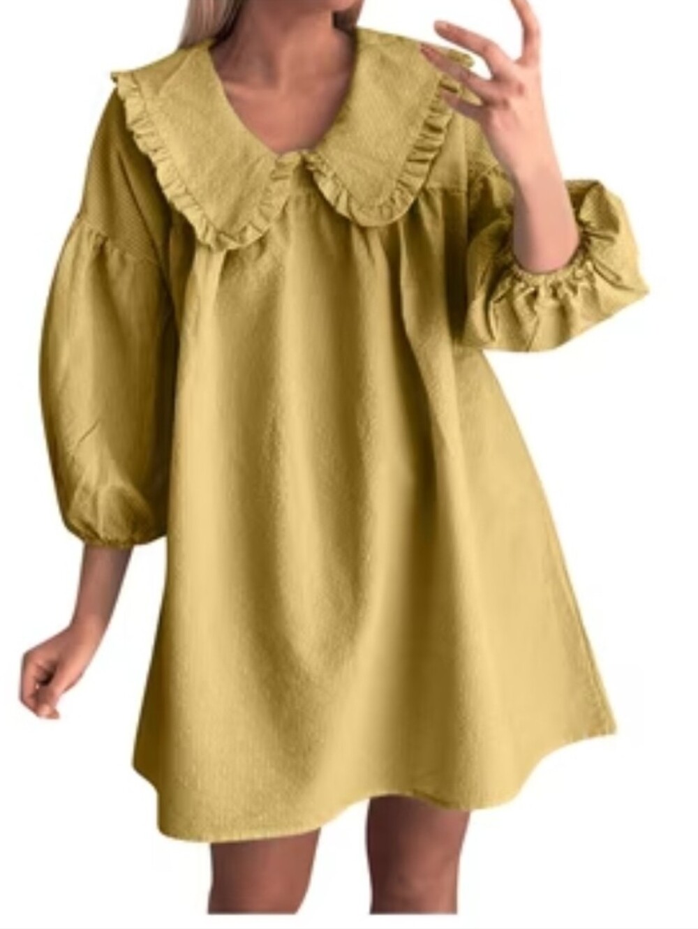New Yellow Gingham Peter Pan Collar Ruffle Blouse Top Size S